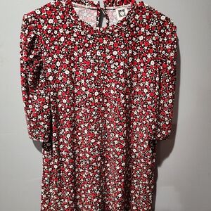 Anne Klein Red and White Floral Dress